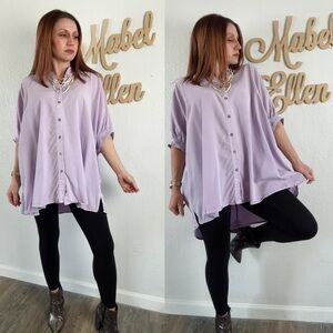 Veveret Lavender oversized Button-Down Shirt large